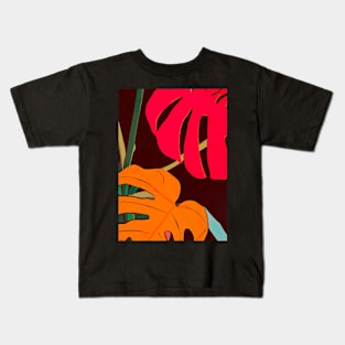 Monstera Plant Abstract Kids T-Shirt